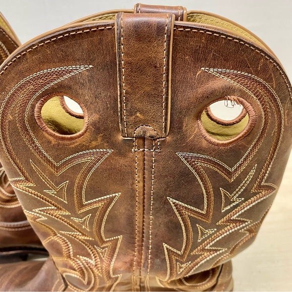 (SOLD) Rocky Boots 12” Western Brown Slip On Square Toe 13W - Picture 3 of 12